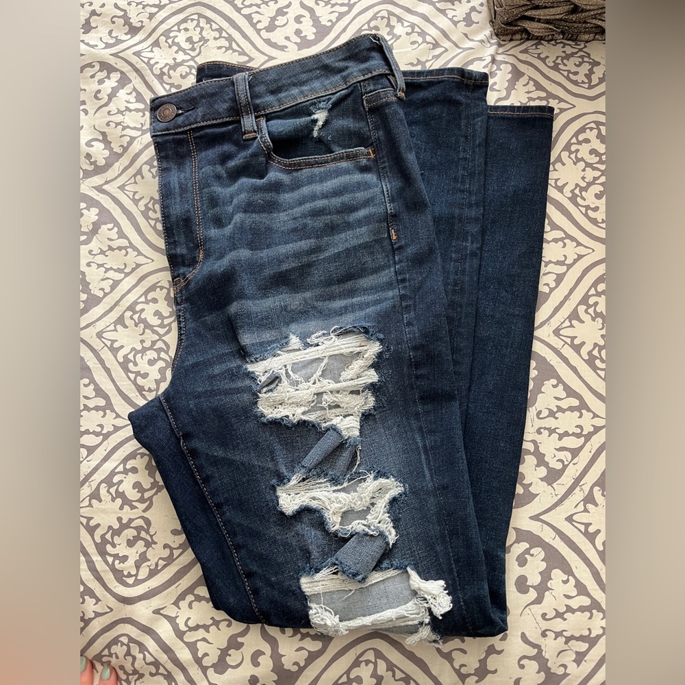 american eagle distressed high rise jeggings